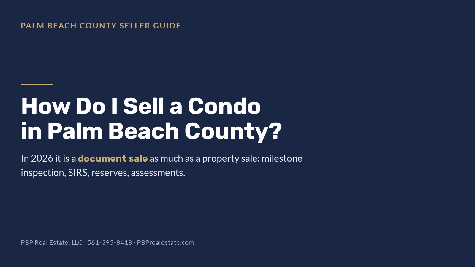 Selling a condo in Palm Beach County in 2026