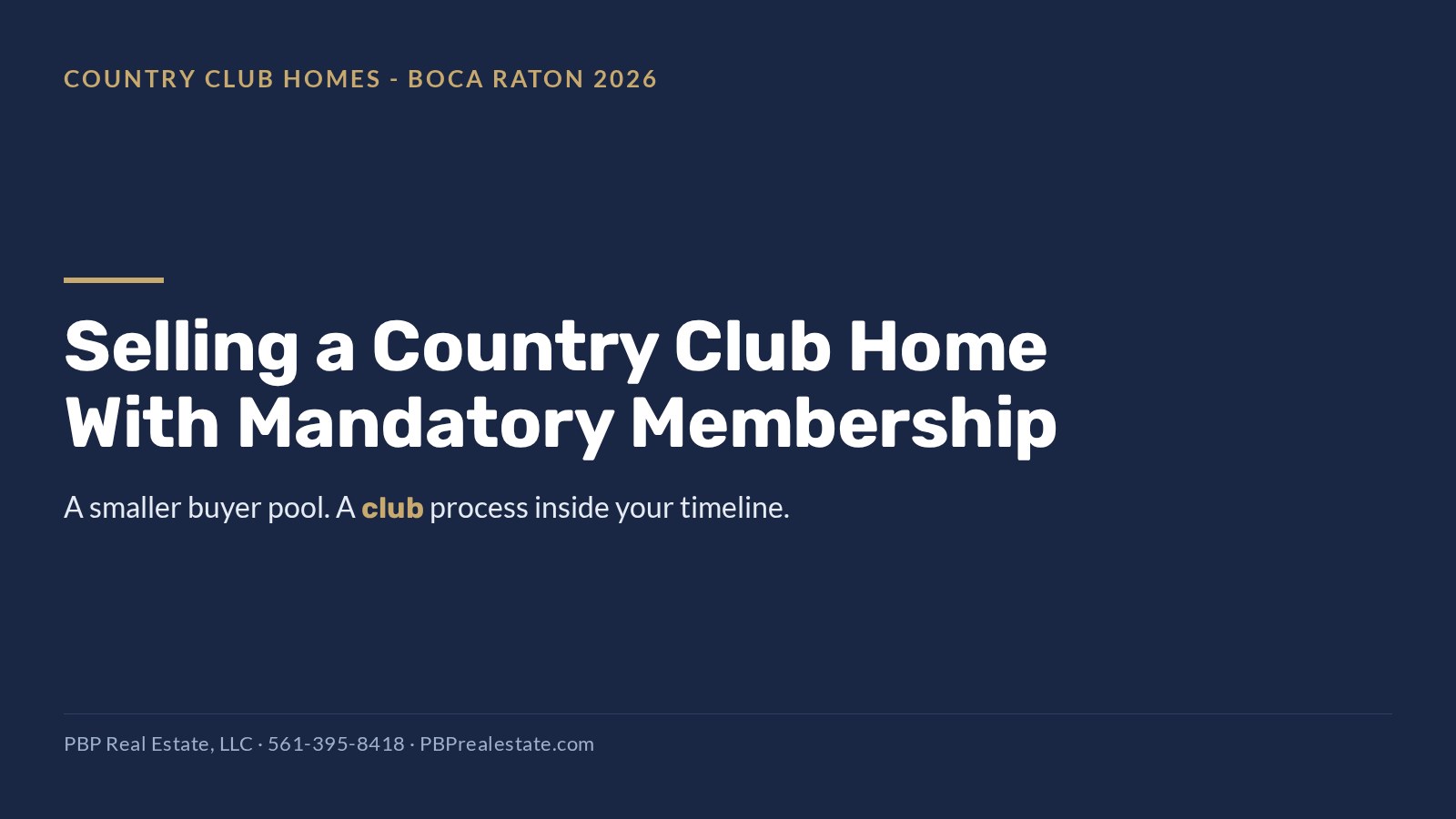 Selling a country club home in Boca Raton