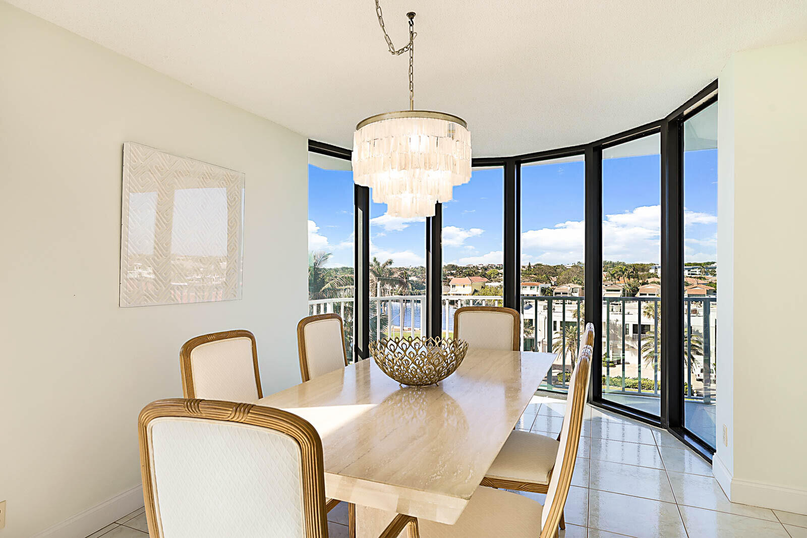 Dining area with Intracoastal views, Highland Beach oceanfront condo
