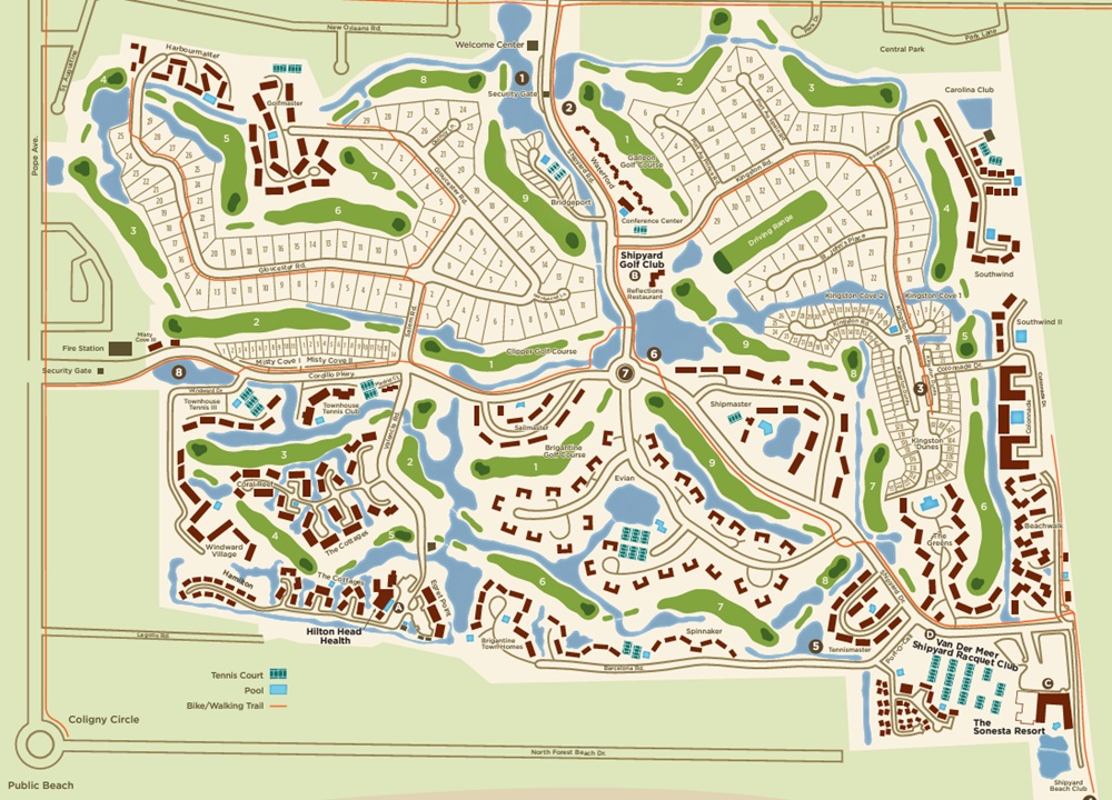 Hilton Head Bike Paths Maps - Shipyard Bike Paths