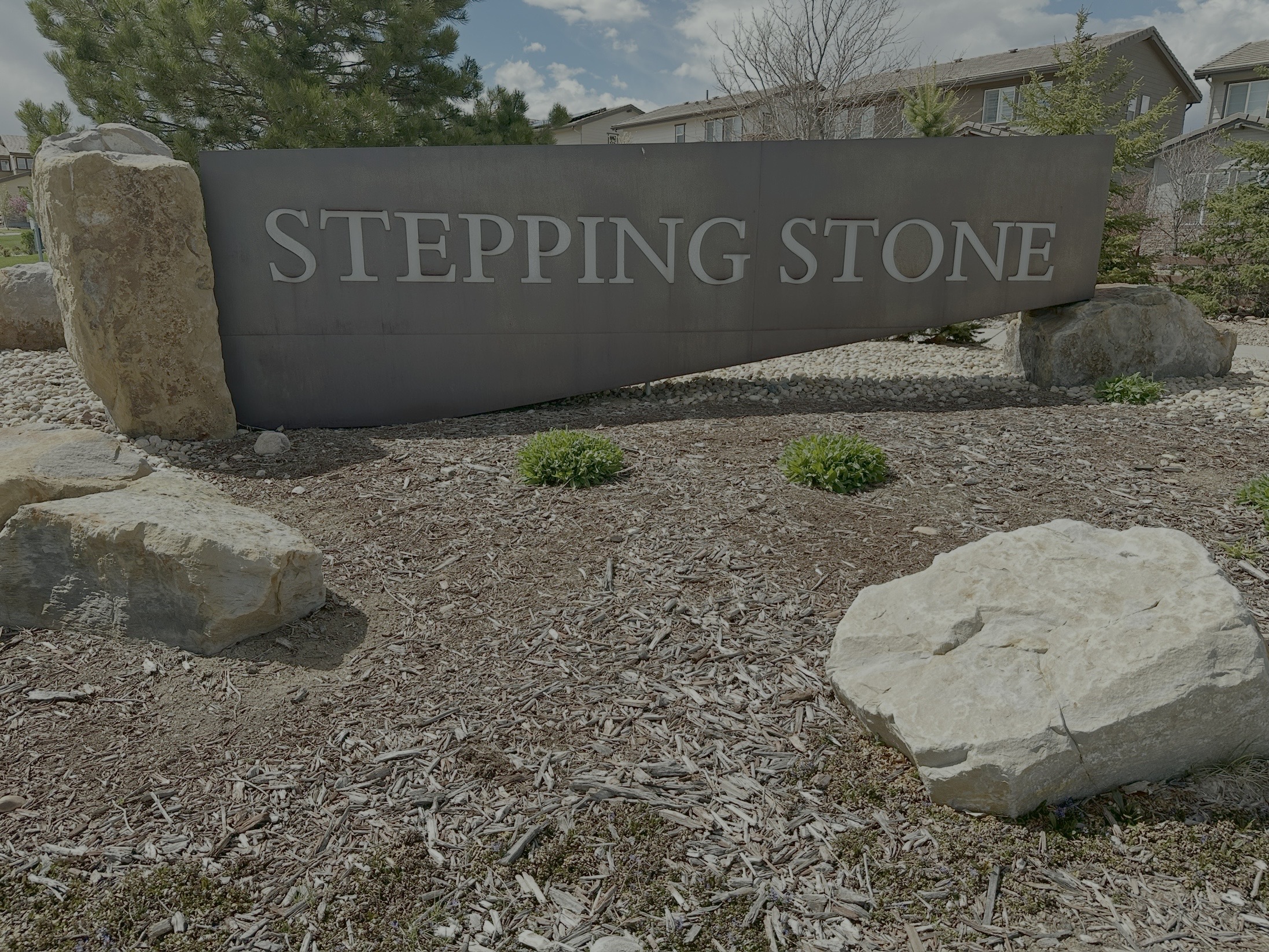 Photo of the entrance sign to the Stepping Stone neighborhood located in Parker Colorado