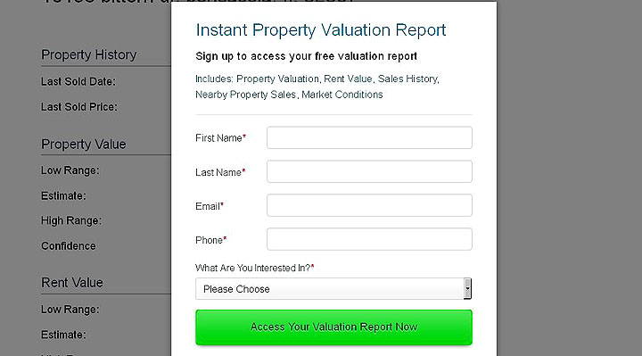 Home Valuation Sign Up