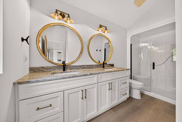 Primary ensuite with double sinks at 1731 Marina Estates Road