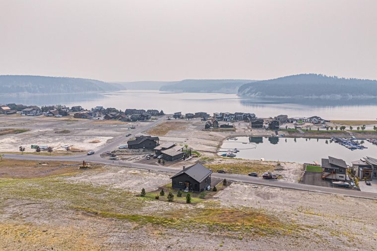 Lake and mountain setting around Marina Estates at 1731 Marina Estates Road