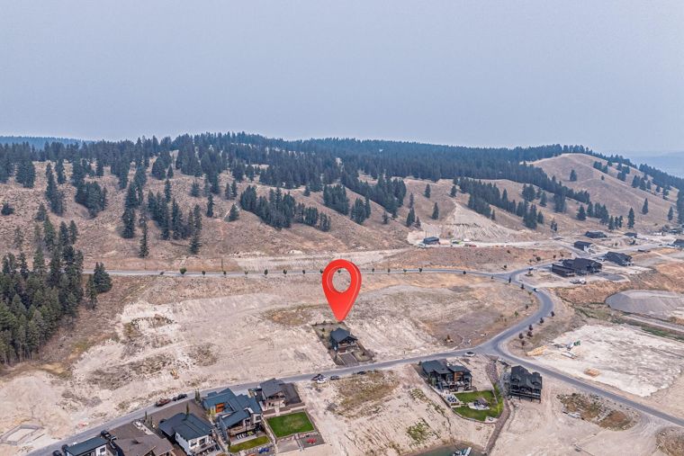 Listing location marker viewed toward the hillside at 1731 Marina Estates Road