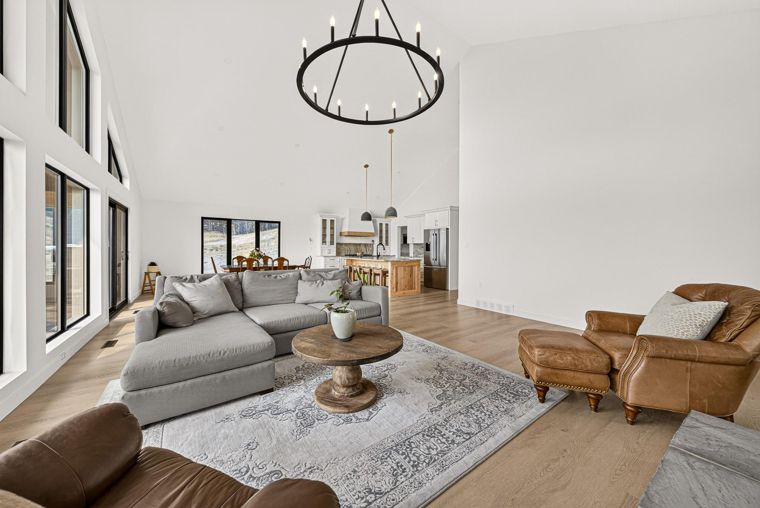 Living room with vaulted ceiling and an open layout at 1731 Marina Estates Road