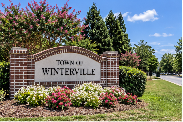 Town of Winterville sign in Winterville, North Carolina