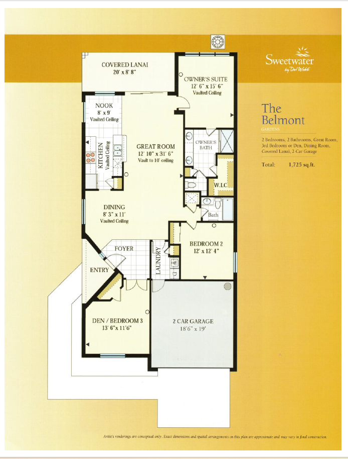 Belmont floor plan for 11225 Water Spring Circle