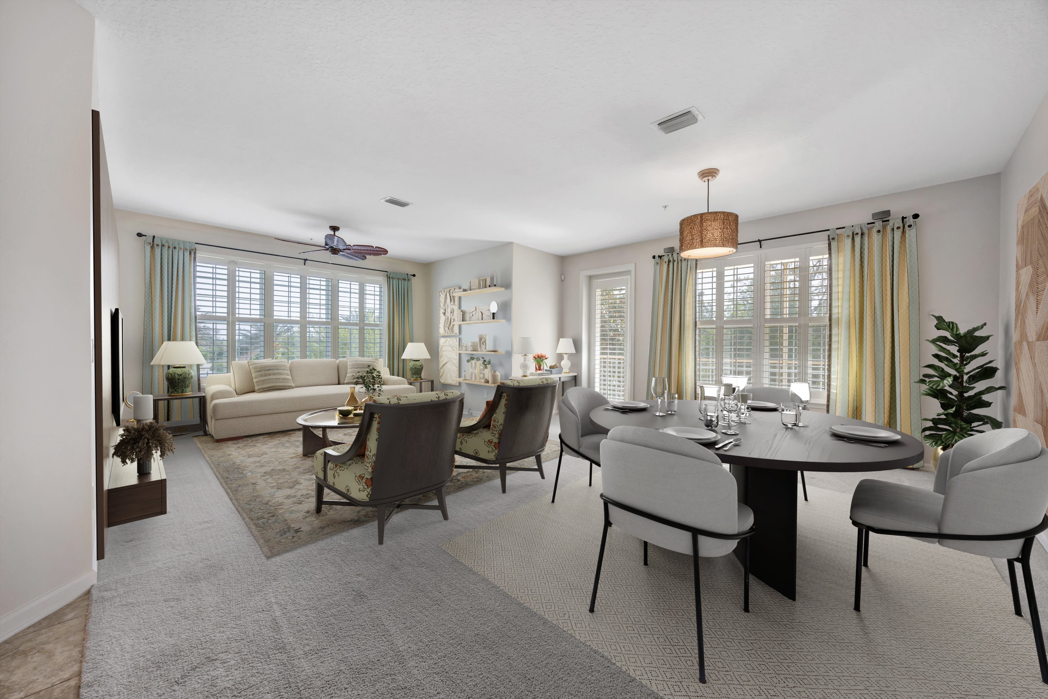 Bright interior living area of a Monte Verde corner unit at Sandpiper Village, Sweetwater by Del Webb