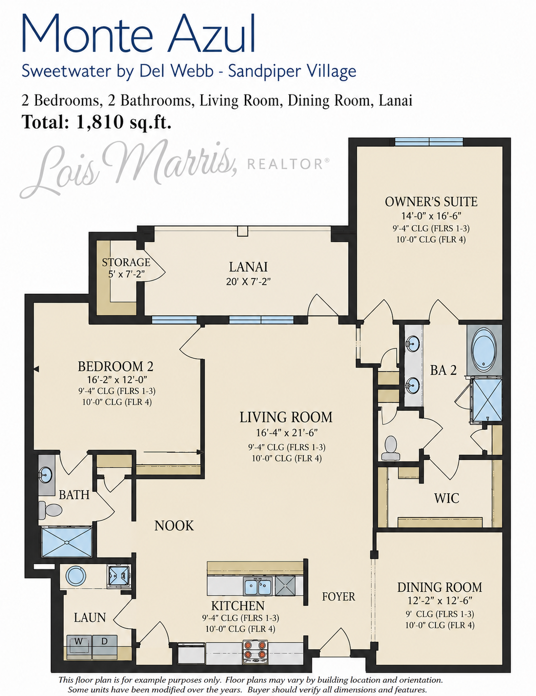 Monte Azul floor plan diagram, Sandpiper Village at Sweetwater by Del Webb