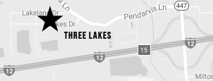 map location of Three Lakes subdivision in Walker, LA