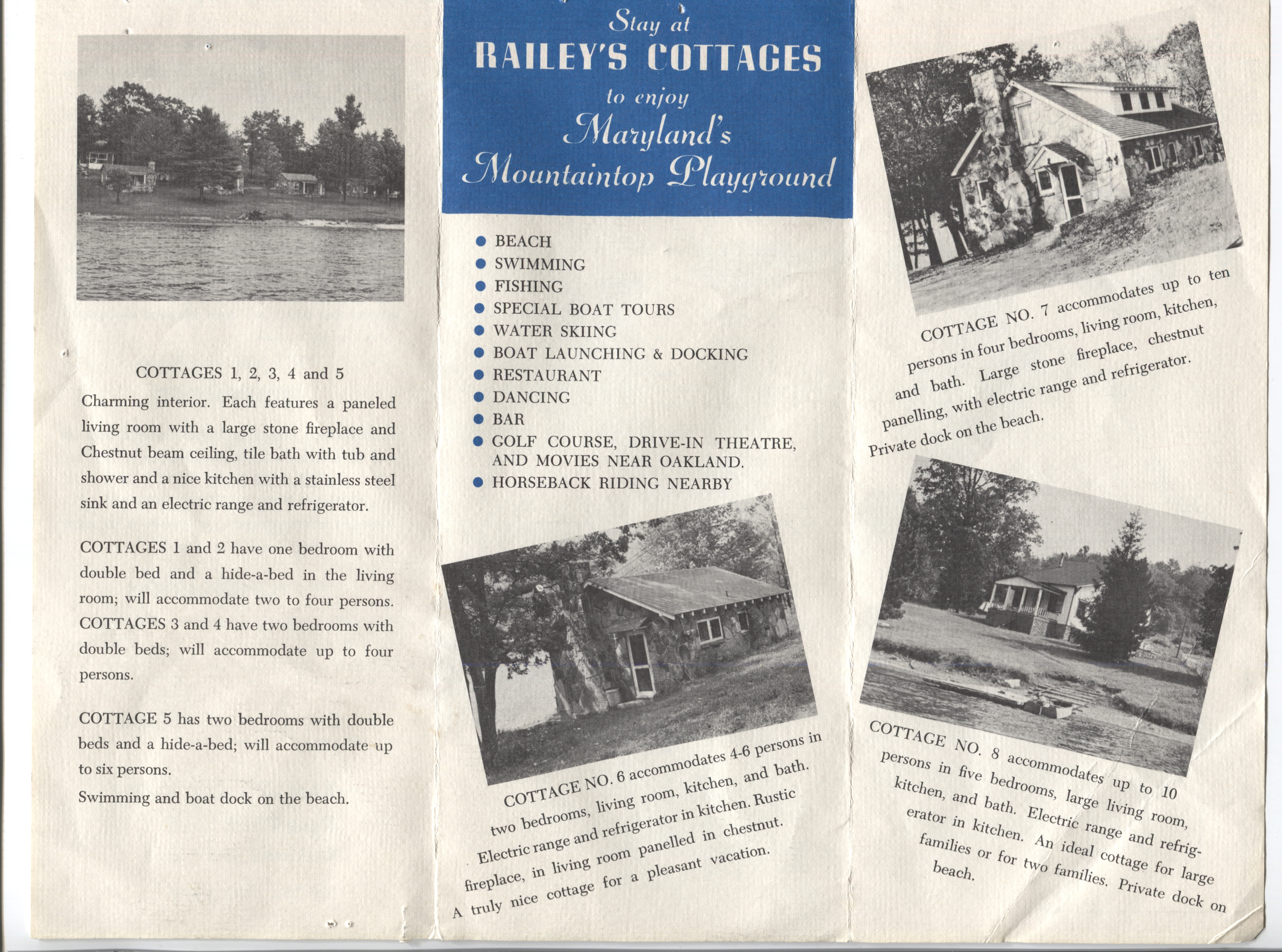 Vintage brochure advertising Railey&rsquo;s Cottages