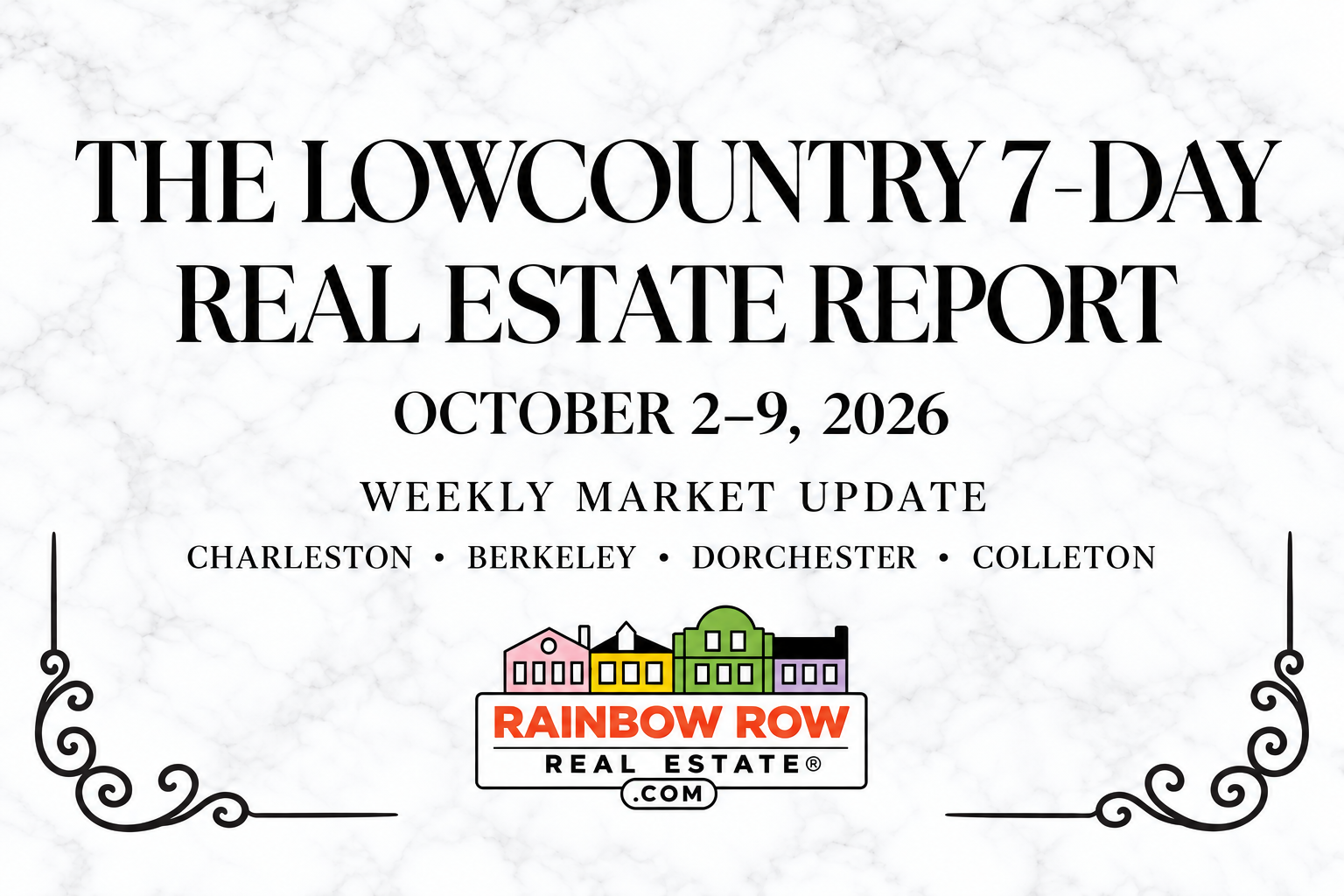 Lowcountry 7-Day Real Estate Report for October 2–9, 2026, covering Charleston, Berkeley, Dorchester and Colleton counties.