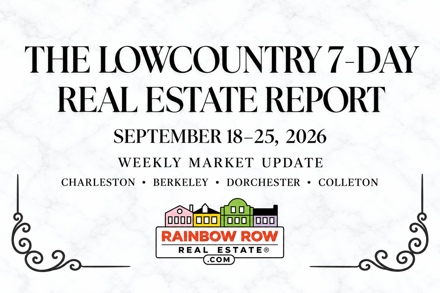 Lowcountry 7-Day Real Estate Report for September 18&ndash;25, 2026, covering Charleston, Berkeley, Dorchester and Colleton counties.