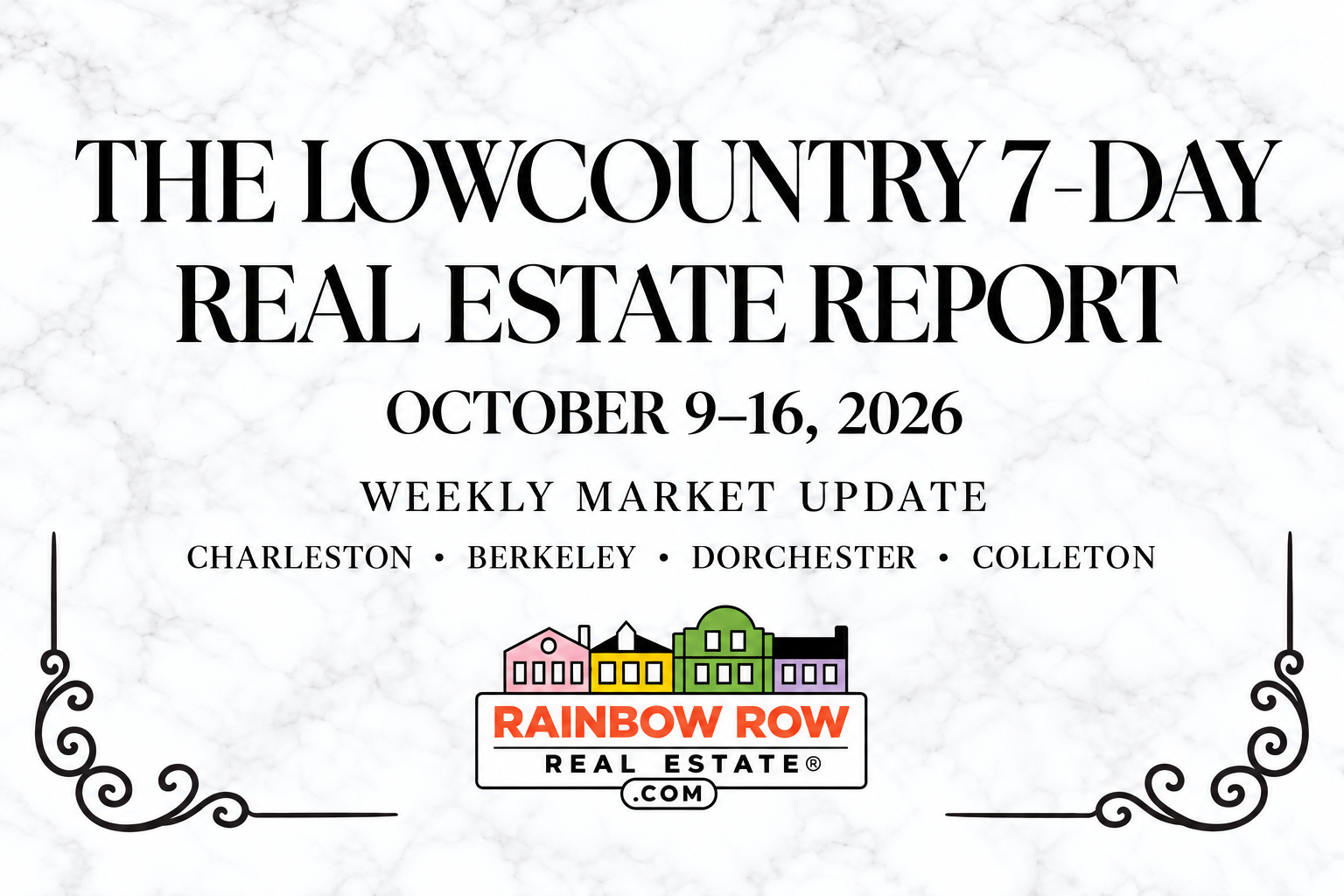 Lowcountry 7-Day Real Estate Report for October 9–16, 2026, covering Charleston, Berkeley, Dorchester and Colleton counties.