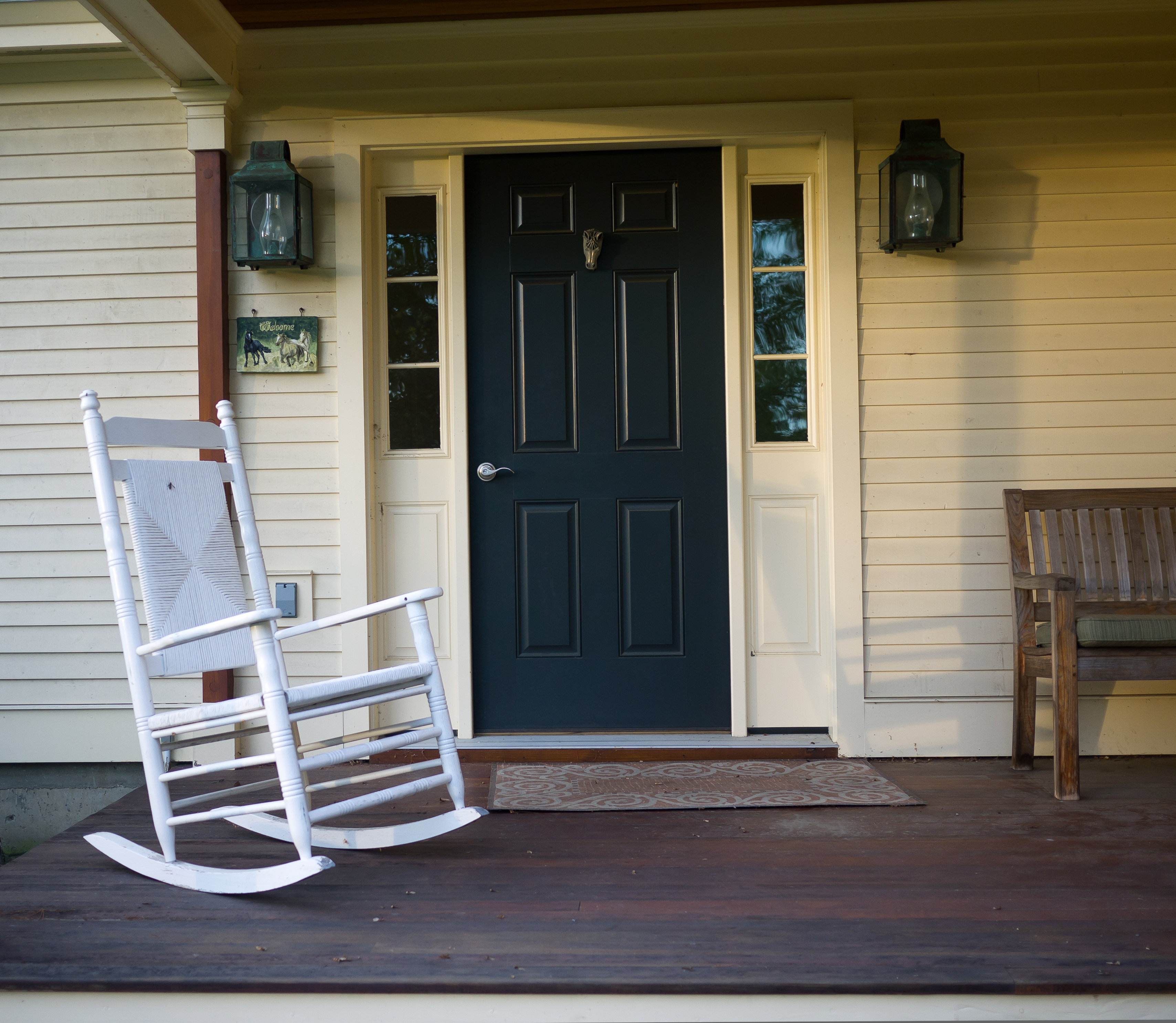 Welcoming front porch with a rocking chair