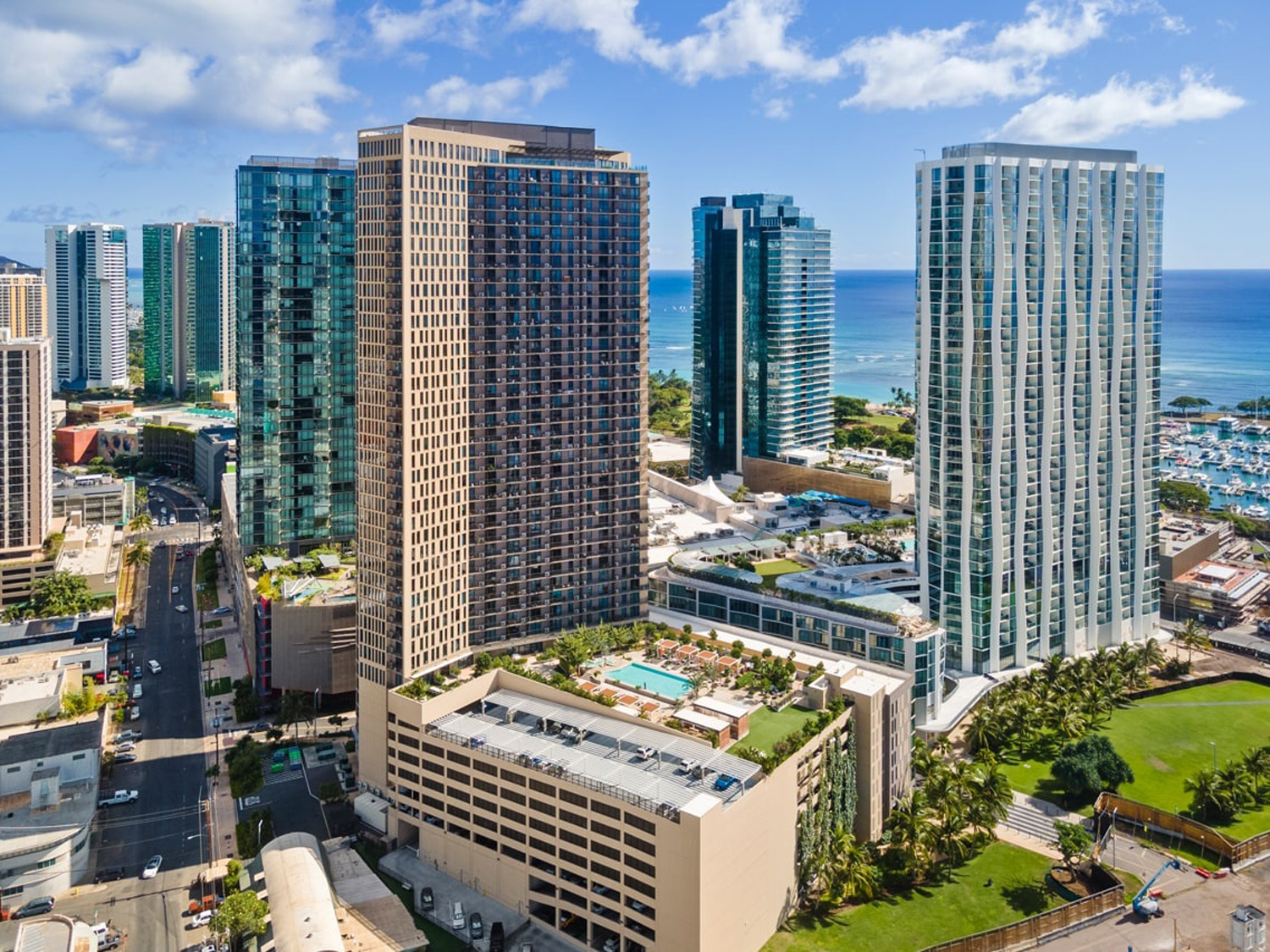 Aalii tower at Ward Village Honolulu condo neighborhood