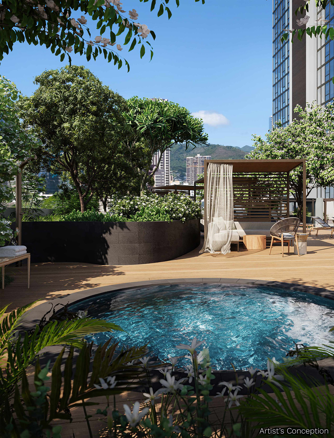Kaliʻu poolside lounge and hot tub