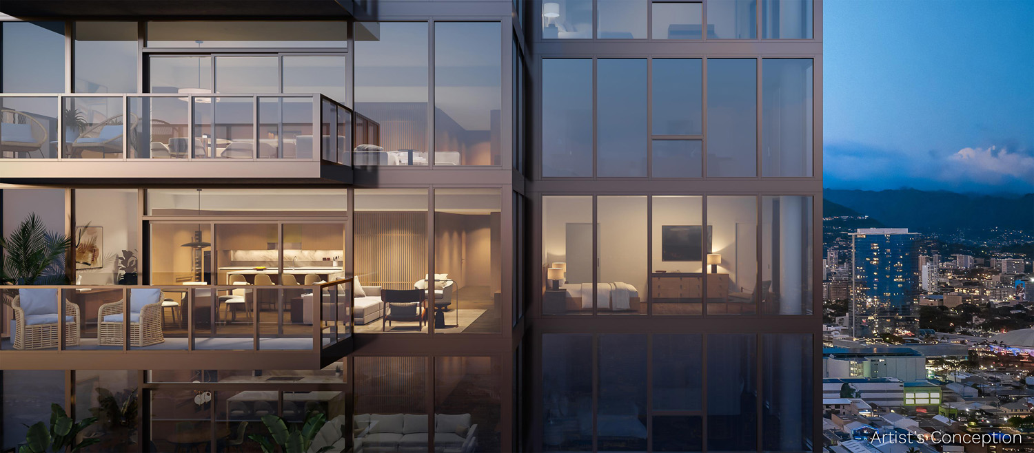Modern Honolulu luxury condo exterior
