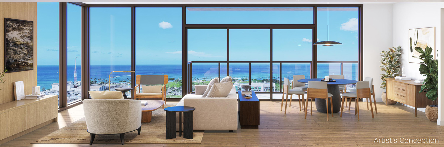 Kaliʻu residence living dining view