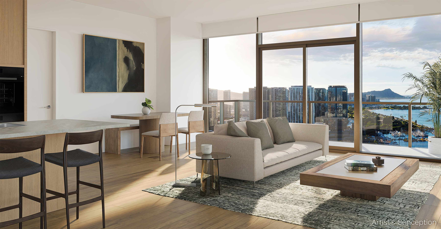 Kaliʻu residence living room view six