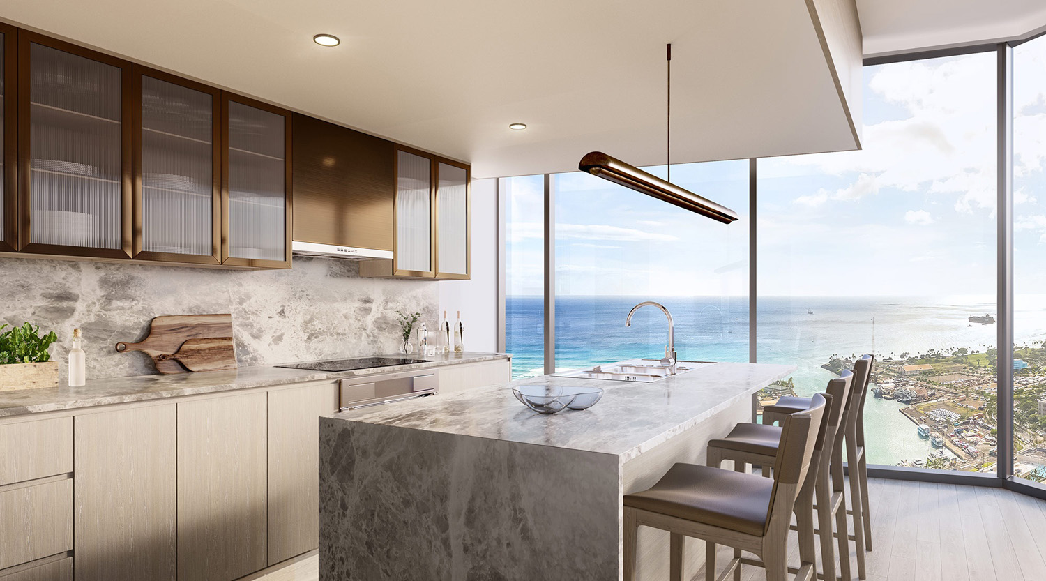 Kōʻula corner kitchen in condo