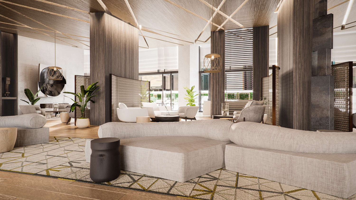 Kōʻula great room looking out to pool 24