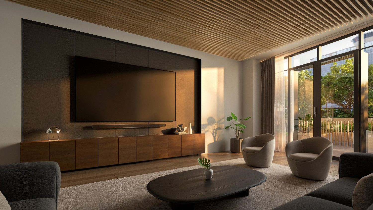 Muse Honolulu condo interior living room decor.
