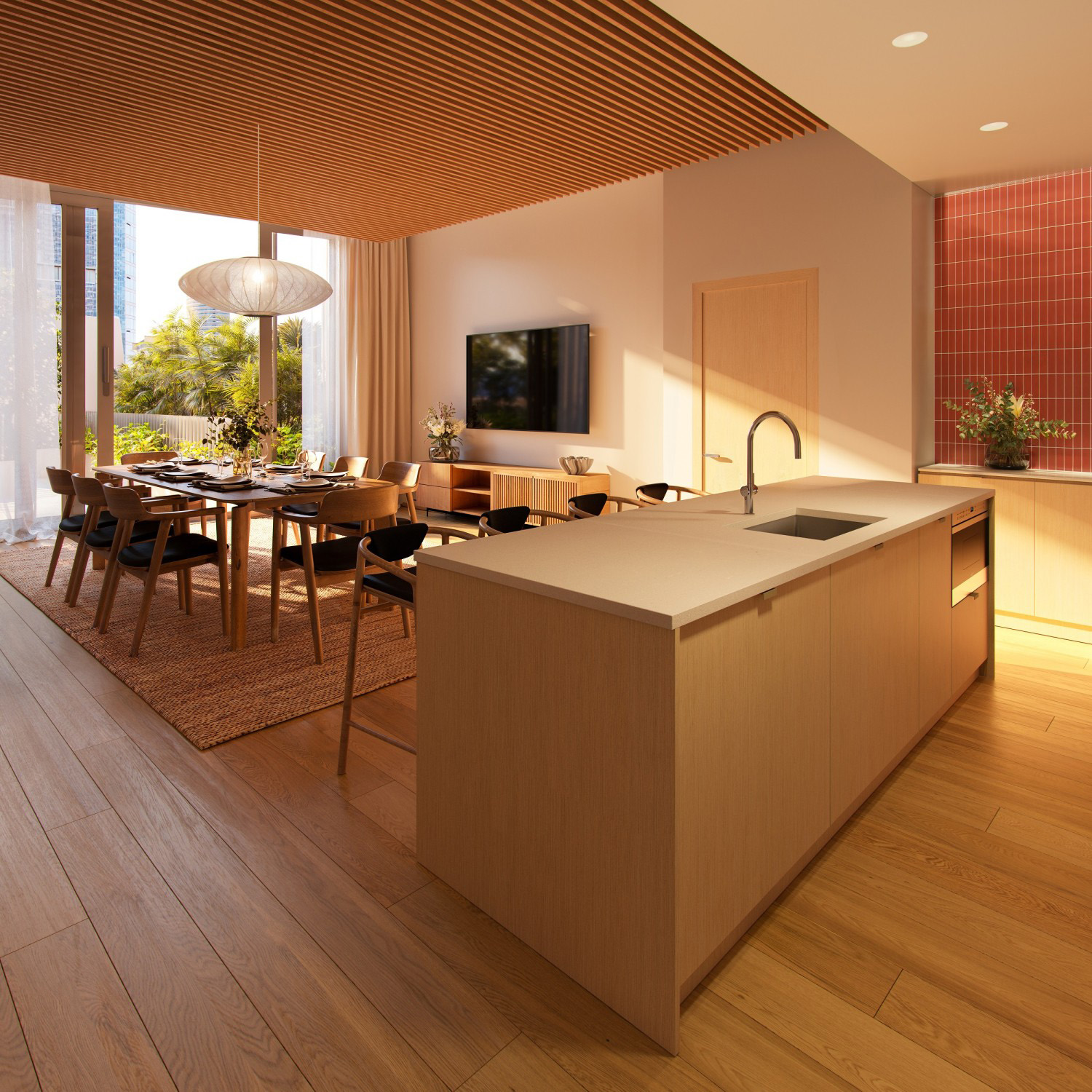Muse Honolulu condo open concept interior.