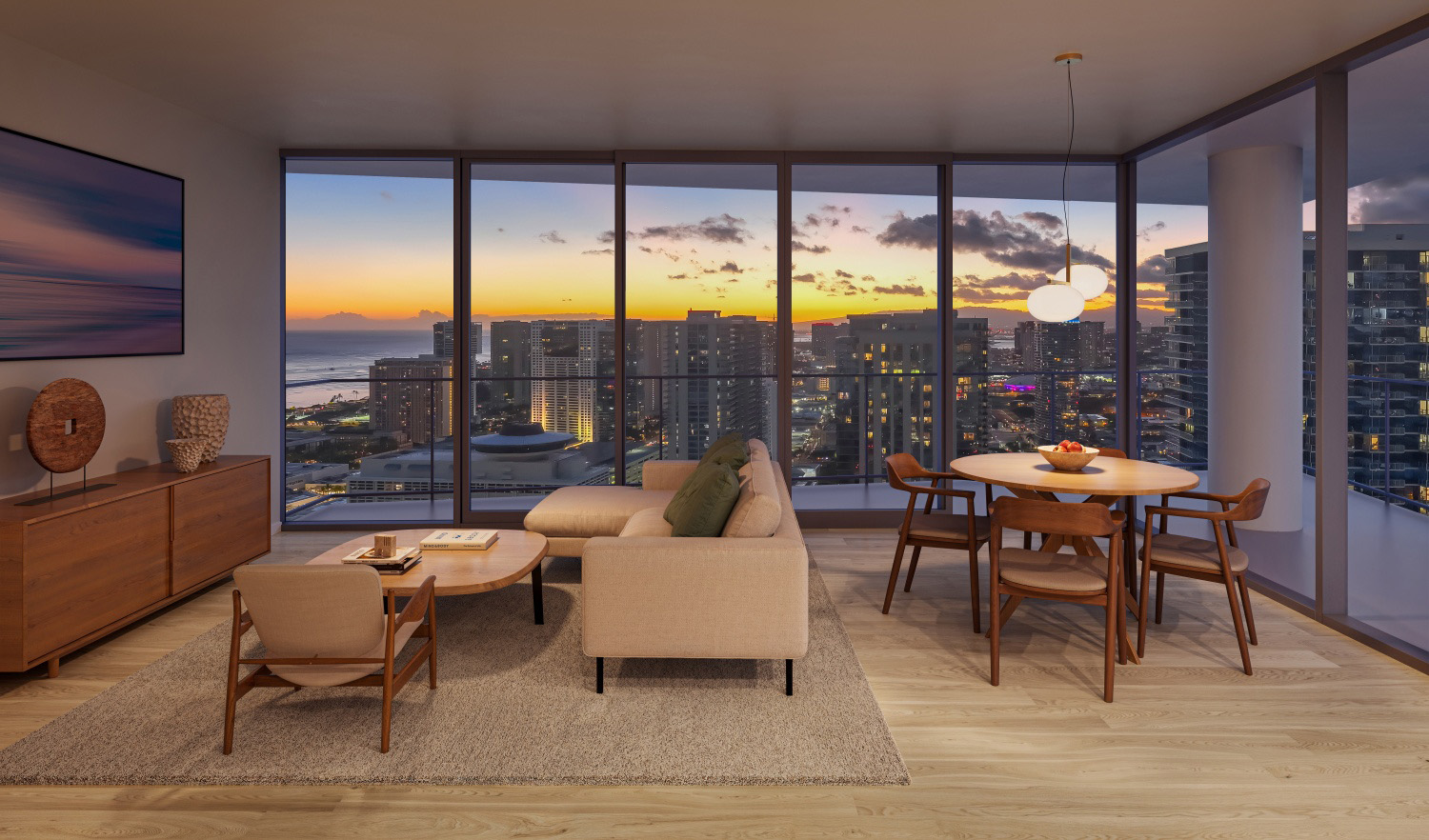 Muse Honolulu condos residence in twilight evening