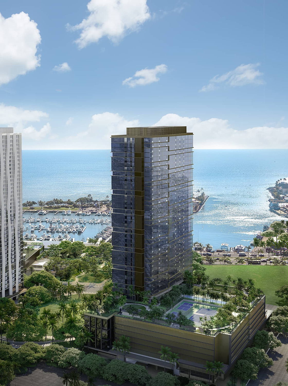 Ward Village aerial view in Kakaako Honolulu