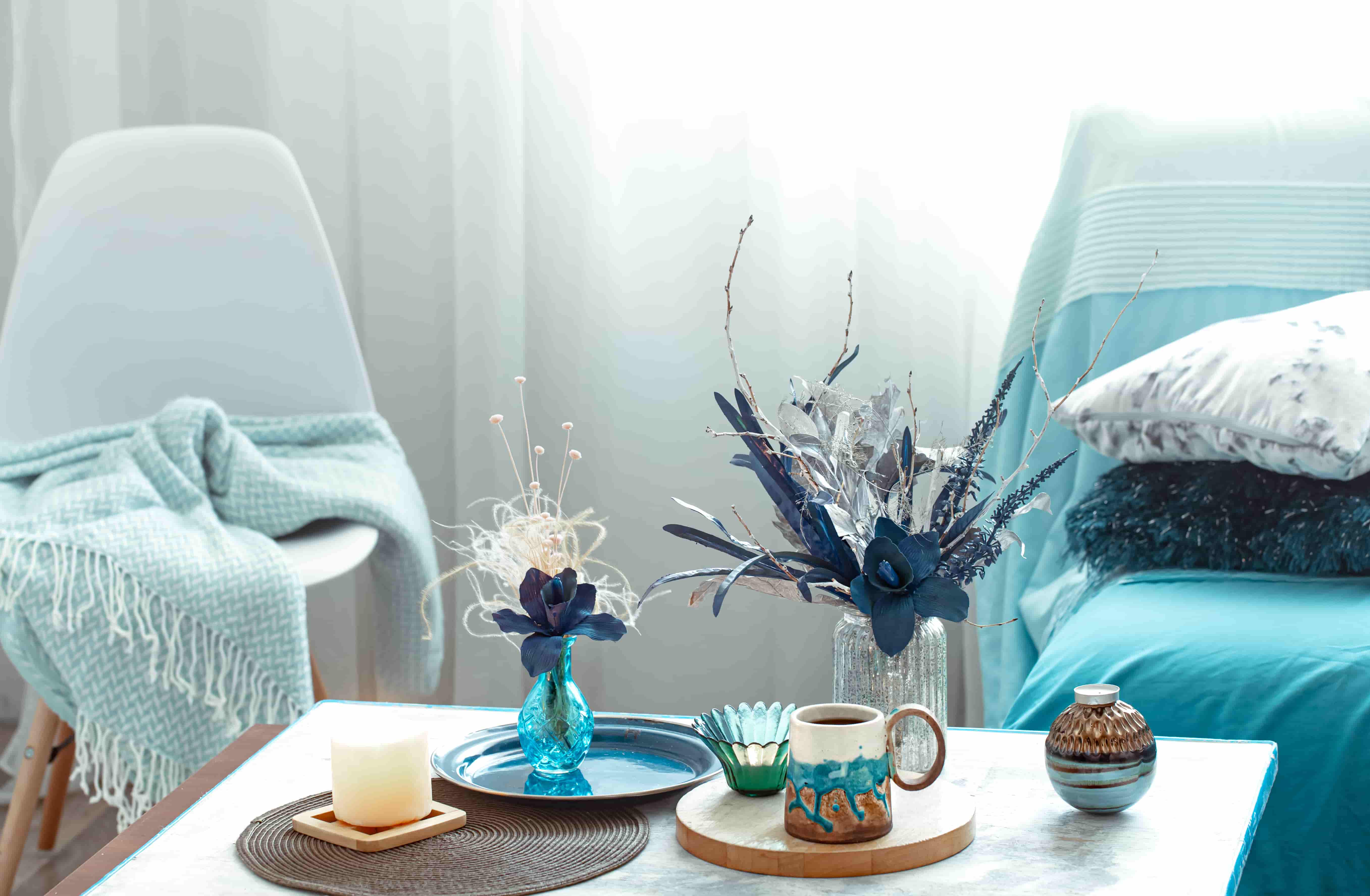 All the way blue living room