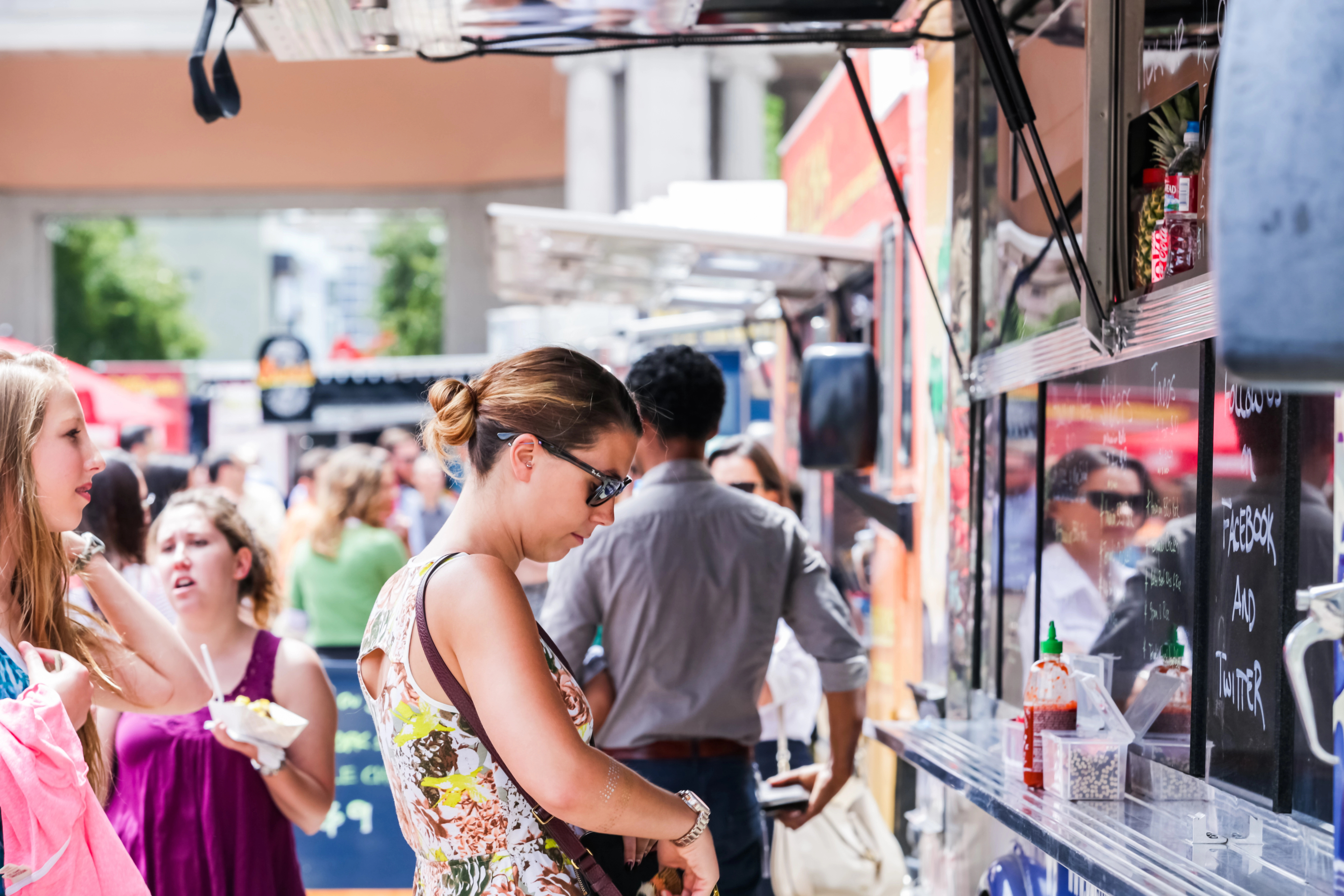 Woman at a food truck