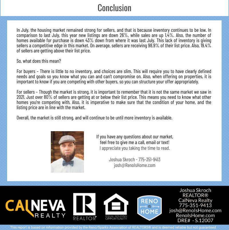 Reno & Sparks, NV Real Estate Inventory, July 2023
