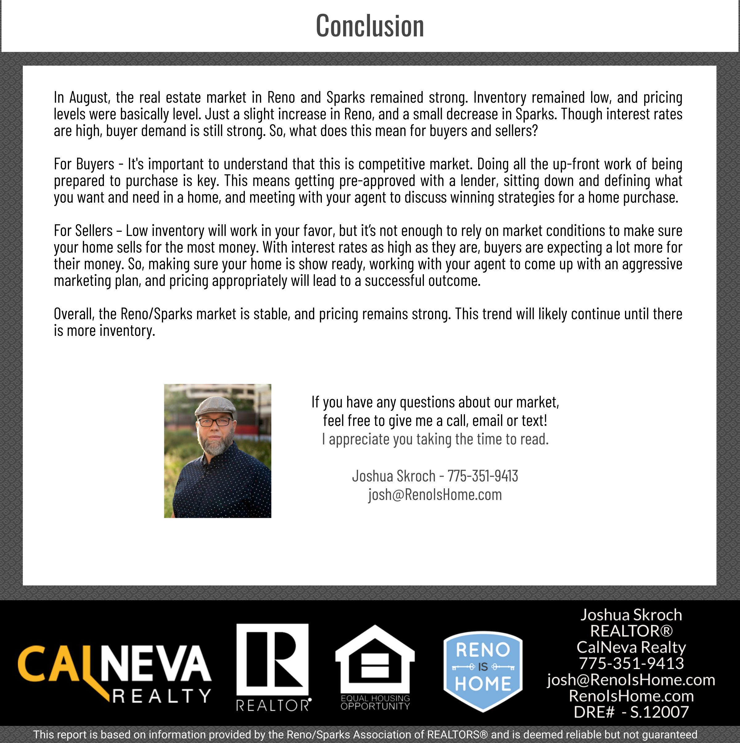 Reno & Sparks, NV Real Estate Inventory, August 2023