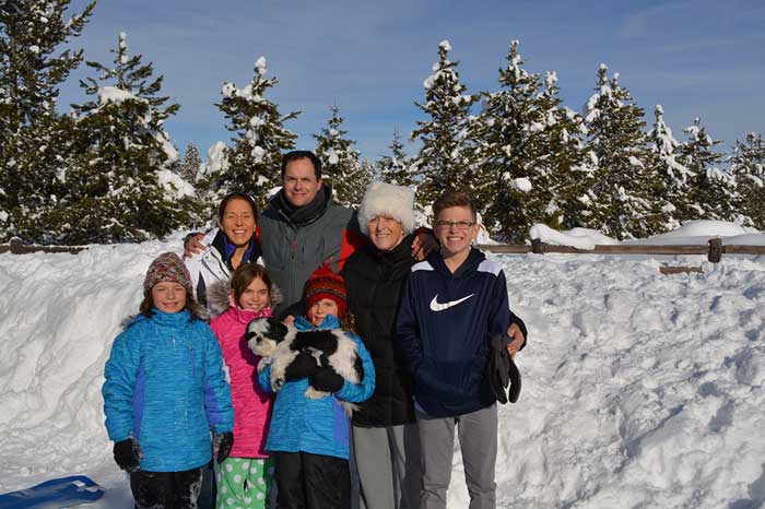 Family enjoying the winter and snow 
