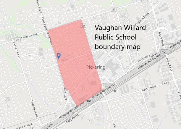Vaughan Willard Public School boundary map