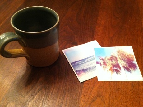 coffee cup and old photos