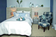 Grey and blue bedroom