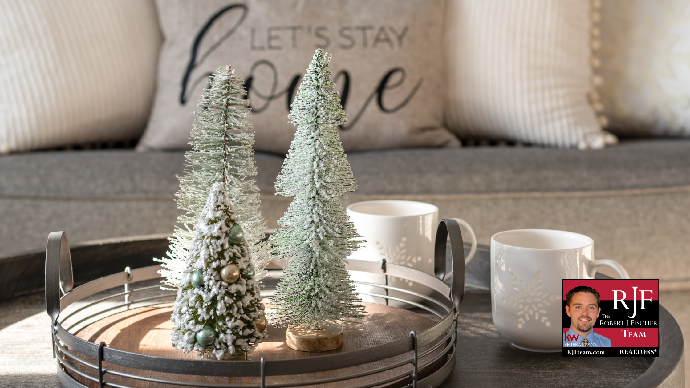 A photo of the interior of a home that is prepared for winter with the Robert J Fischer Team logo in the bottom right corner.