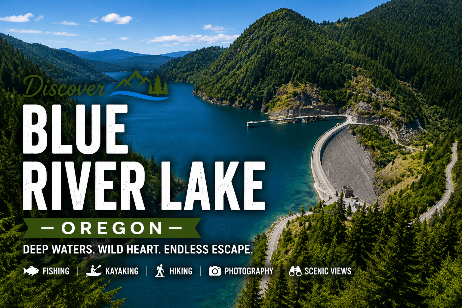 Blue River Reservoir turquoise water in forested canyon
