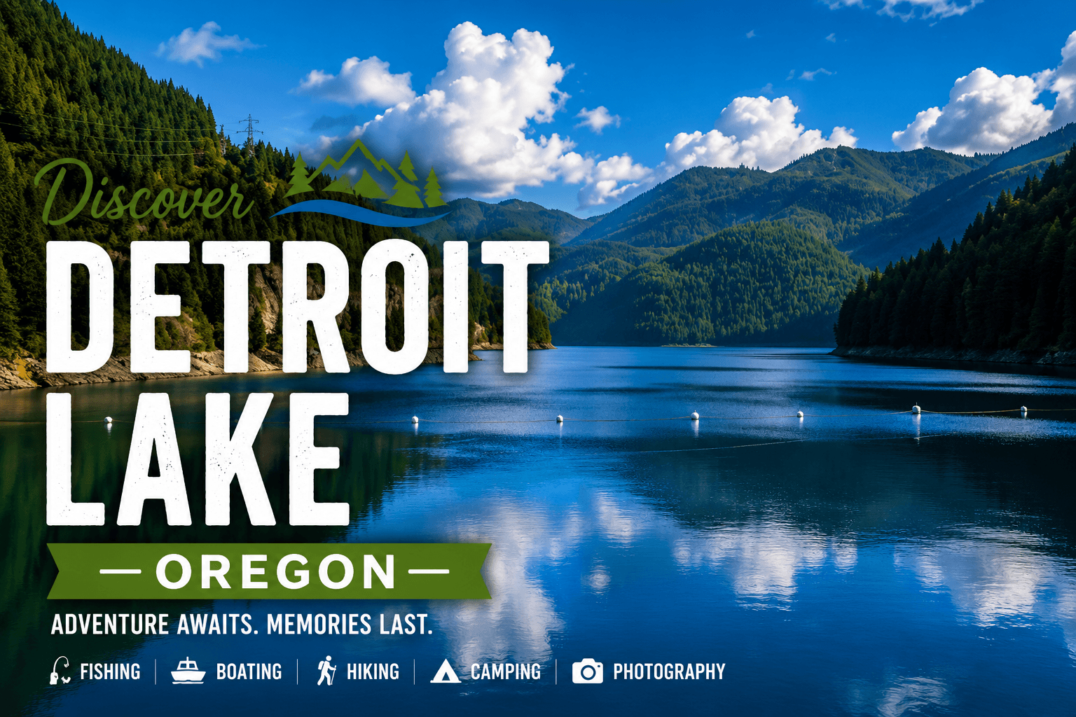 Detroit Lake reservoir in Cascade Range