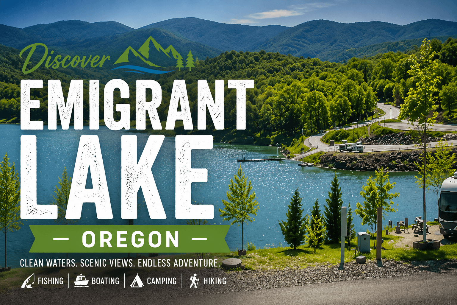Emigrant Lake with waterslide and recreation area
