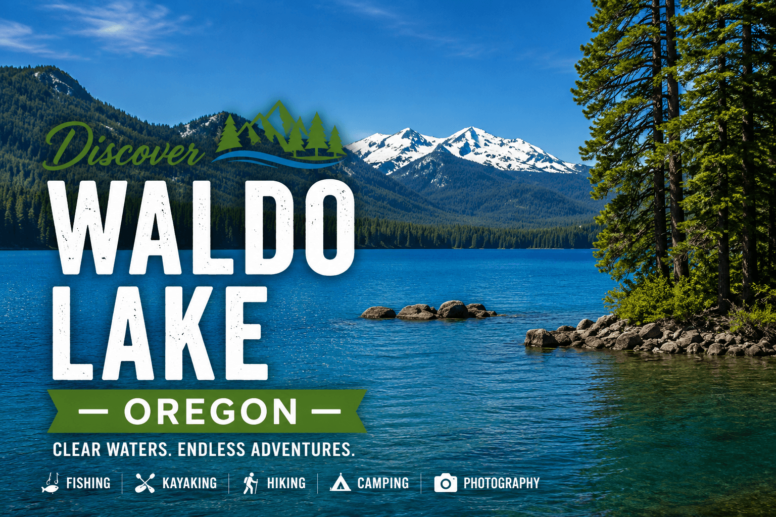 Waldo Lake crystal-clear water surrounded by wilderness