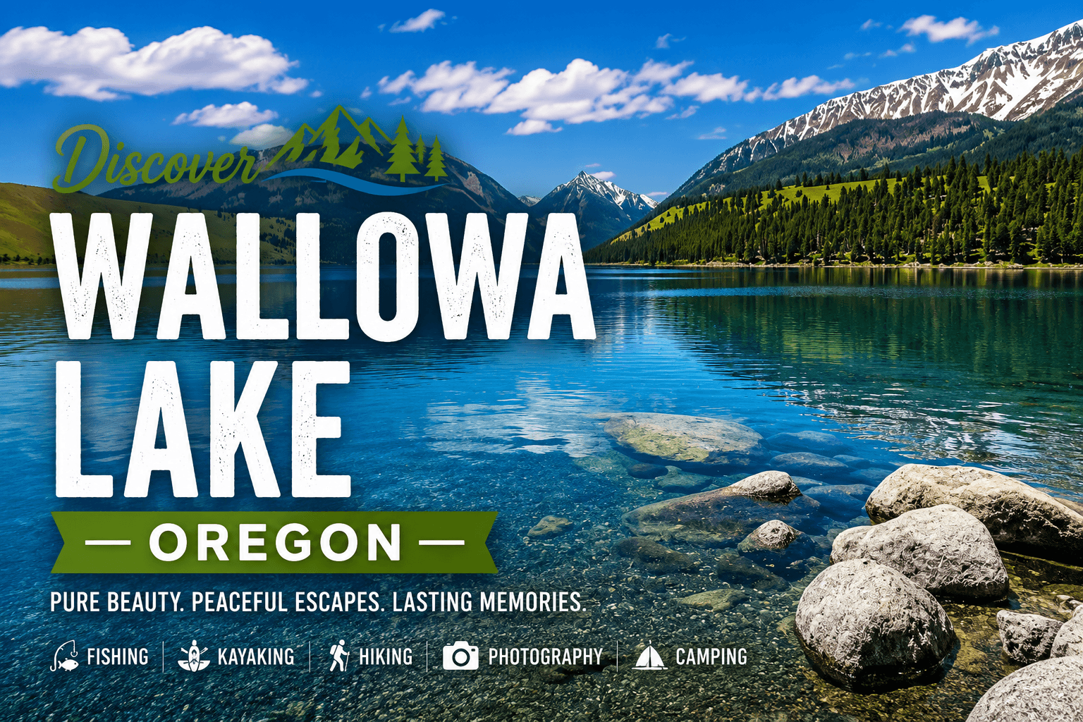 Wallowa Lake with towering Wallowa Mountains backdrop