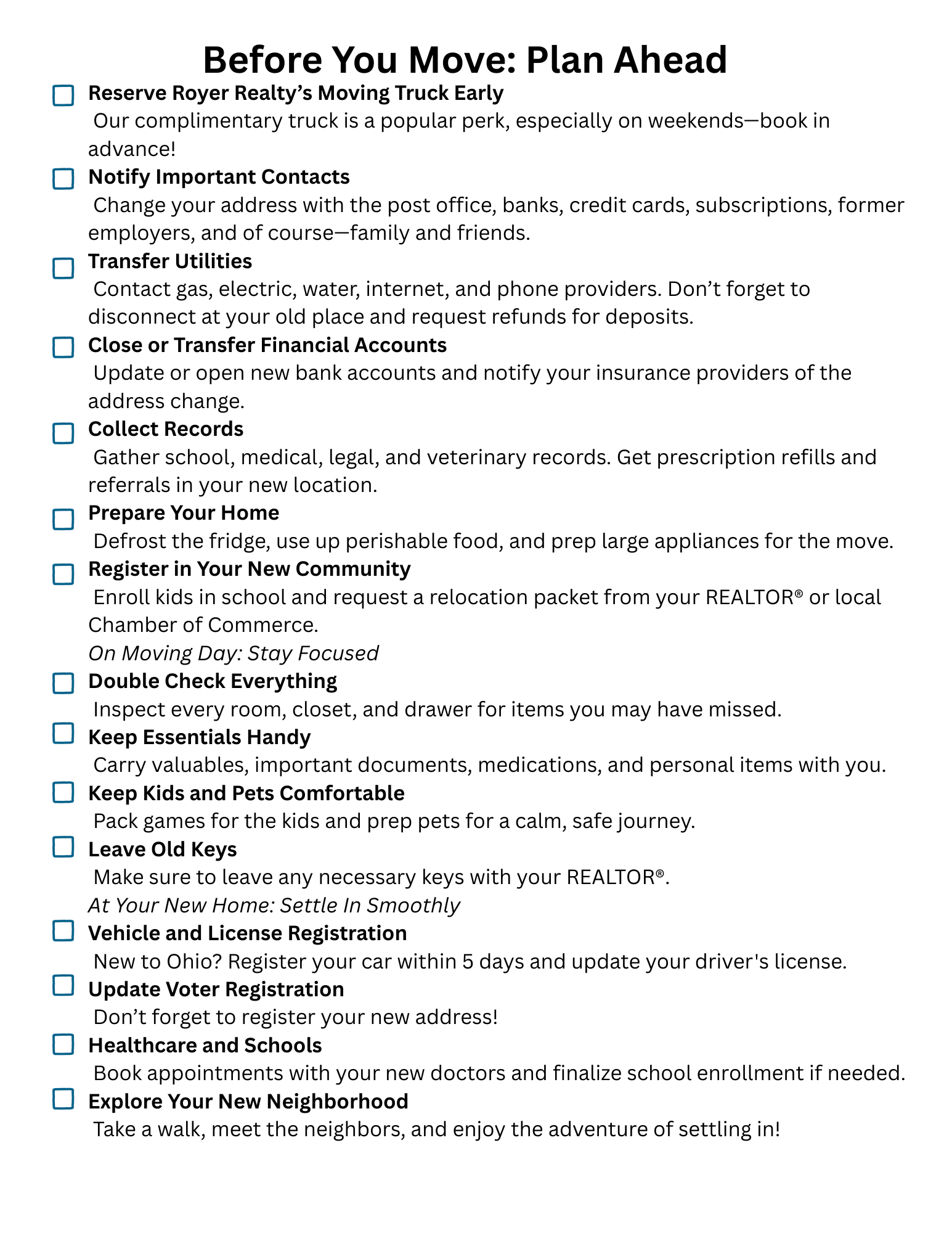 moving checklist