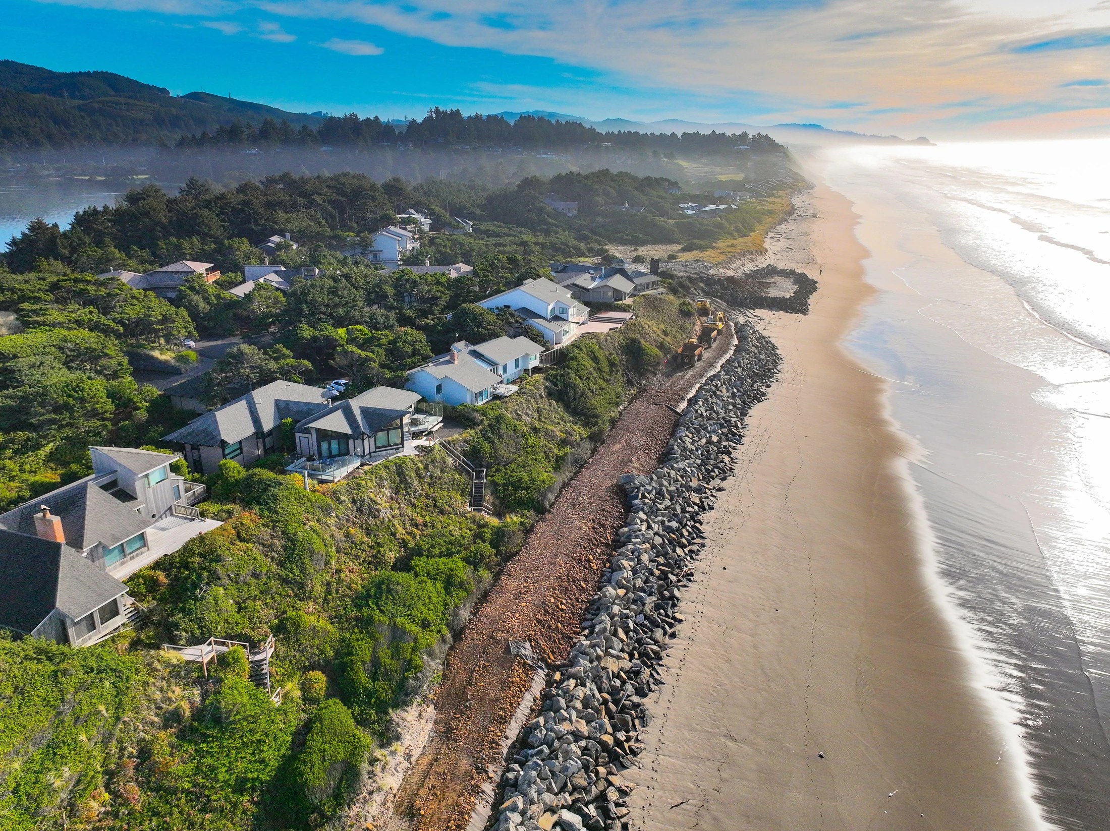 Homes beside the beach on the Oregon Coast