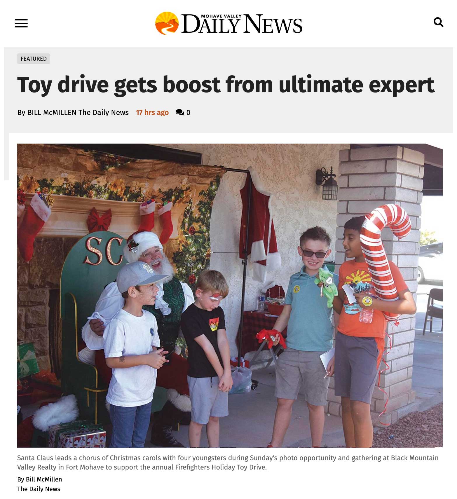 PRESS Mohave Daily News covers Black Mountain Valley Realty's Holiday