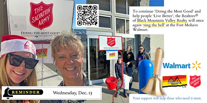 IMAGE: Sara Entner and Cheyanne Burns as Salvation Army Bell Ringers at the Fort Mohave Walmart