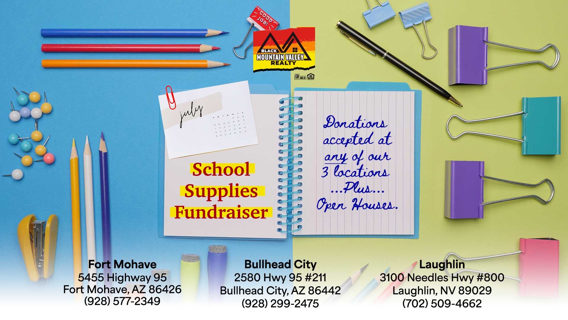 Month of July School Supplies Fundraiser